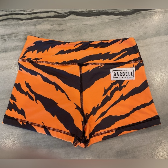 the barbell cartel Pants - Women's Orange Tiger Stripe Athletic Shorts
